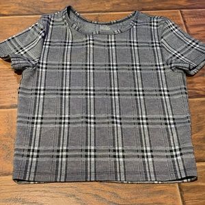 black and white plaid tee